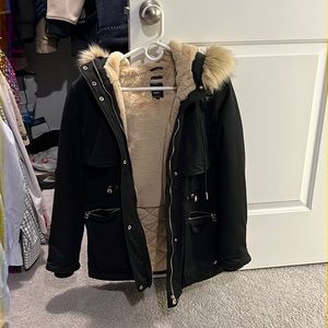 Zara faux fur black parka XS